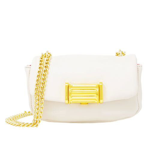 Leather Clutch Bag - White