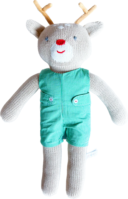 Knit Reindeer in Smocked Jon Jon