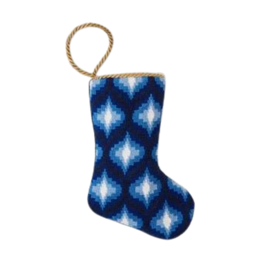 Classic Blues in Ogee Stitch by Kimberly Whitman Bauble Stocking