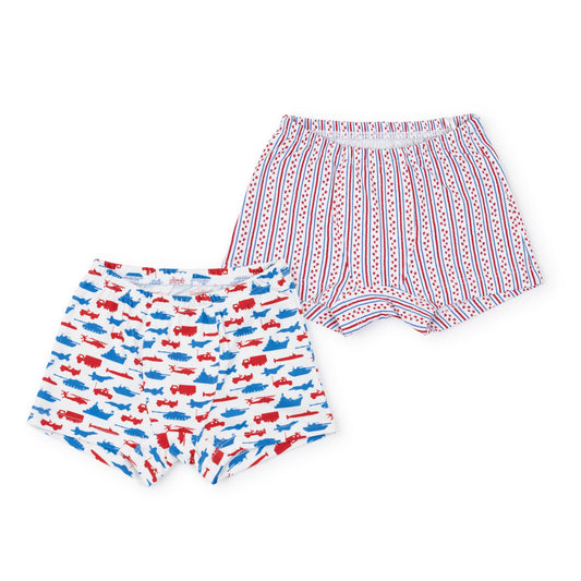 Lila and Hayes James Boys' Pima Cotton Underwear Set - Stars and Stripes/Freedom Fighters