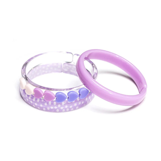 Heart Lilac Shades+ Print Mix Bangle Set of 3 by Lilies & Roses