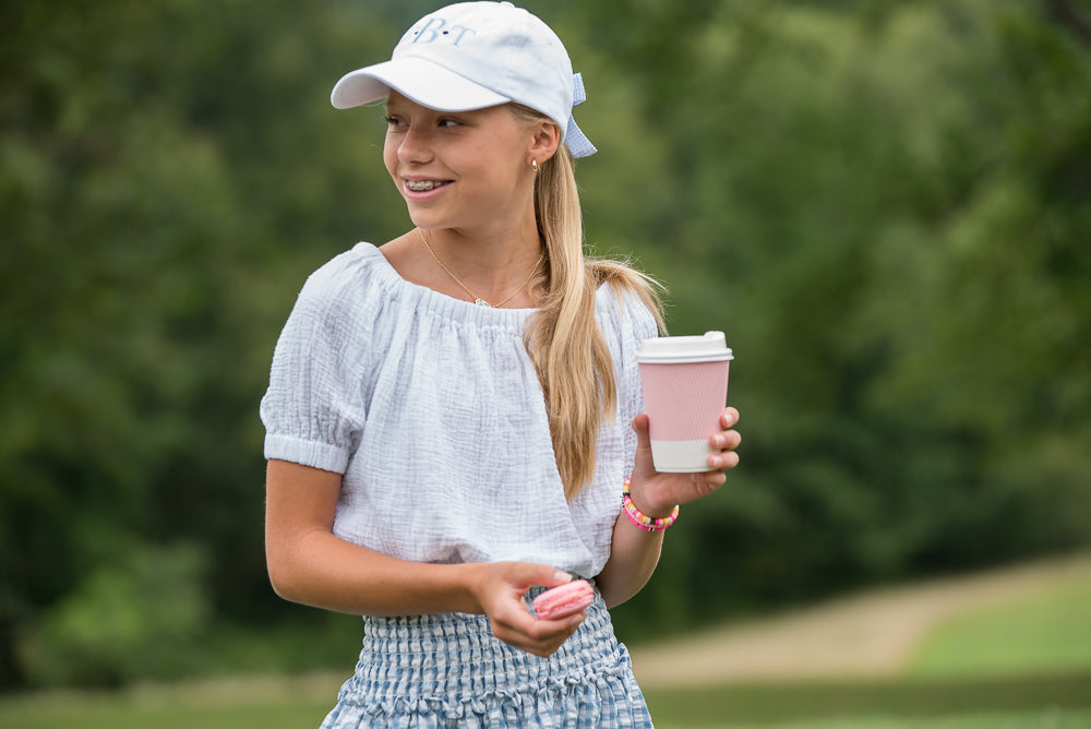 Customizable Bow Baseball Hat in Winnie White (Women)