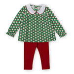 Lila and Hayes Morgan Set Girls' Pima Cotton Legging Set - Hey Santa