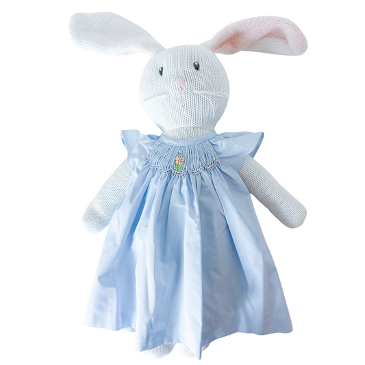 Knit Bunny in Blue Smocked Dress