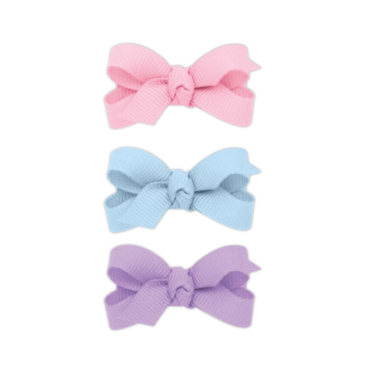 Wee Ones Three Baby Grosgrain Bows - Pearl Pink, Millennium Blue, Light Orchid