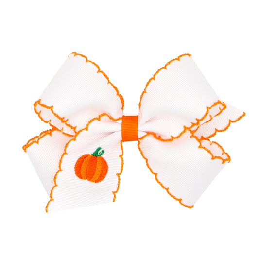 Wee Ones Pumpkin Embroidered Hair Bow - Medium