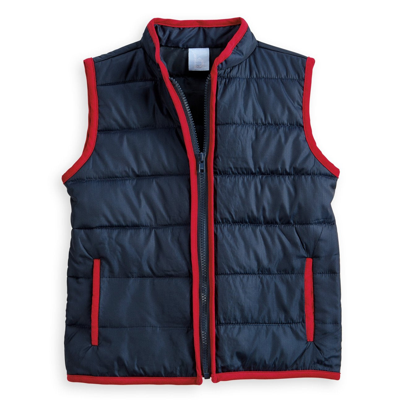 Bella Bliss Puffer Vest - Navy with Red