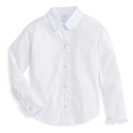 White Ruffled Buttondown Shirt