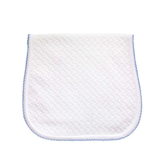 Nellapima Basketweave Burp Cloth - Blue Picot Trim