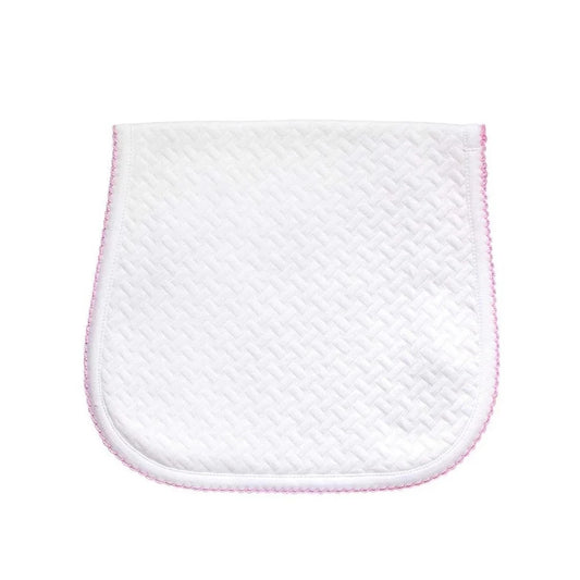 Nellapima Basketweave Burp Cloth - Pink Picot Trim