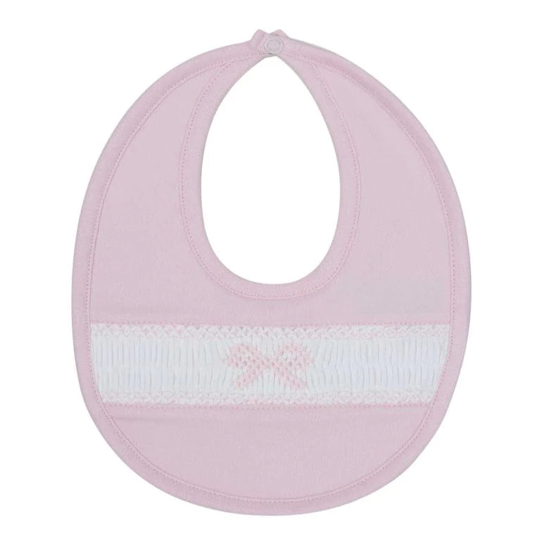 Nell'anima Pink Bow Smocked Baby Bib