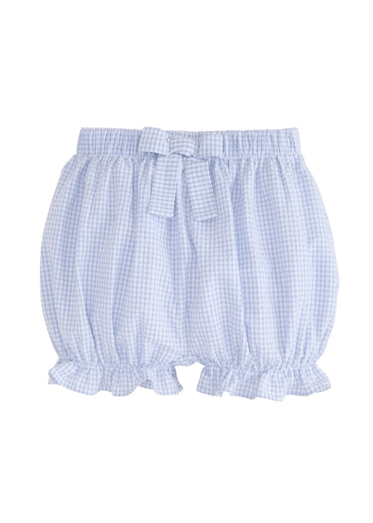 Little English Bow Bloomers - Light Blue Gingham