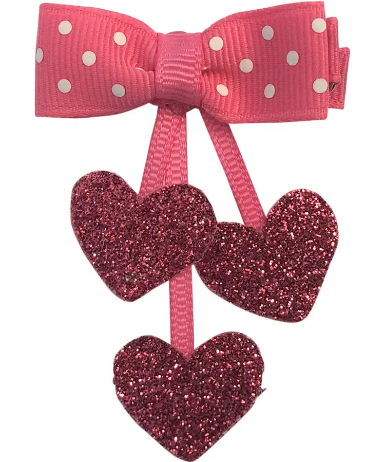 Bows for Belles Dangle Hearts - Hot Pink