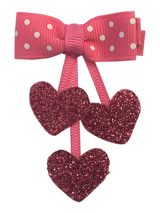 Bows for Belles Dangle Hearts - Hot Pink