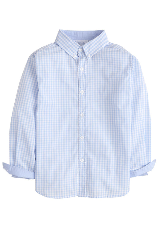 Little English Button Down Shirt - Airy Blue Plaid