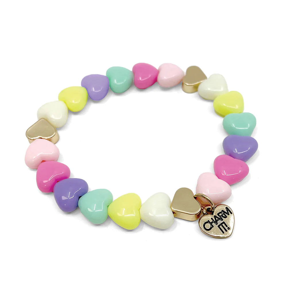 CHARM IT! Gold Pastel Heart Bead Kids Stretch Bracelet