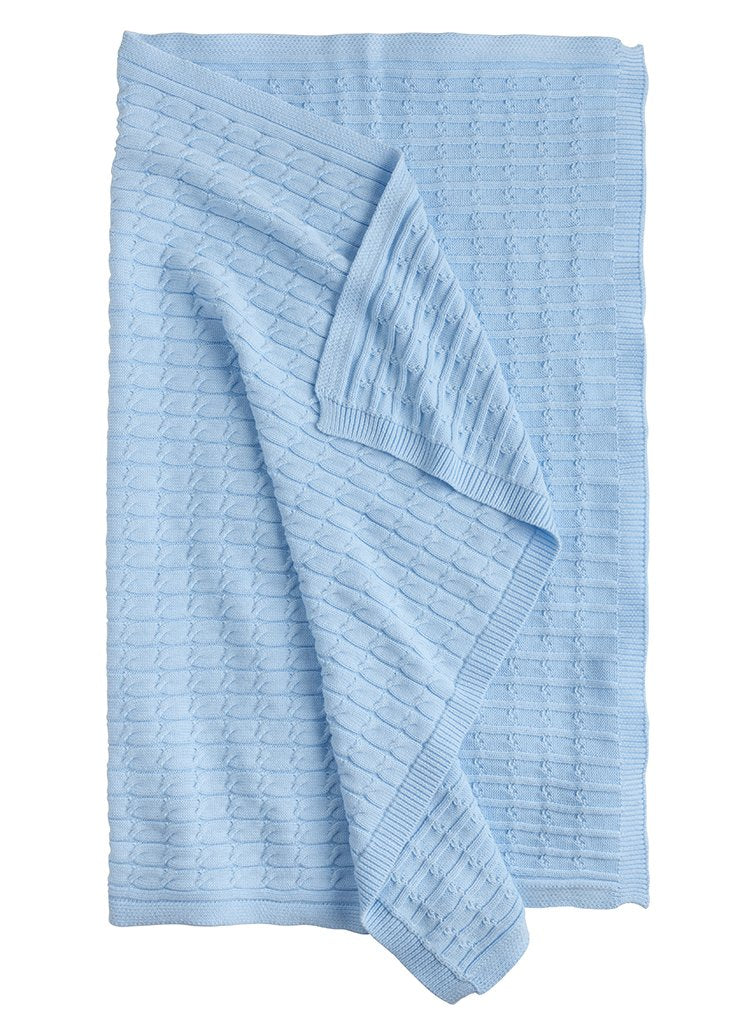 Little English Light Blue Cable knit blanket baby gift store dallas 