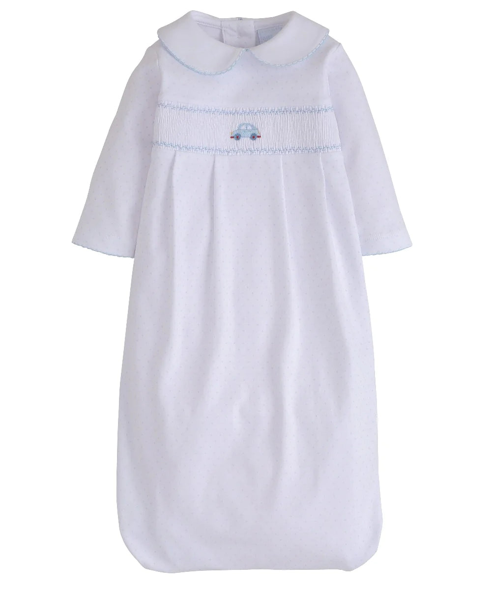 Little English Car Smocked Gown