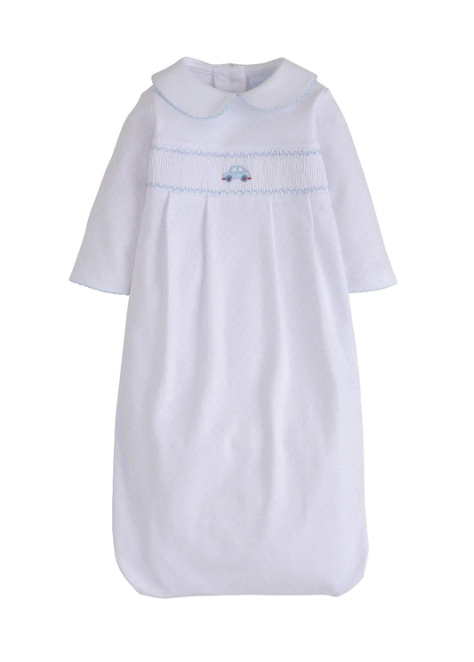Little English Car Smocked Gown