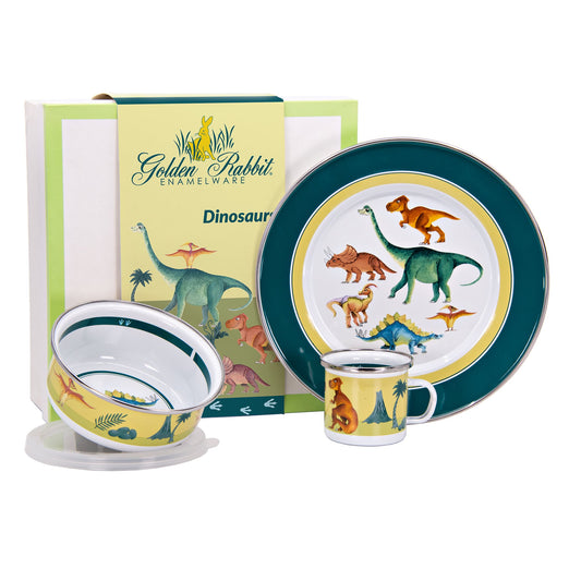 golden rabbit dinosaur children's enamelware