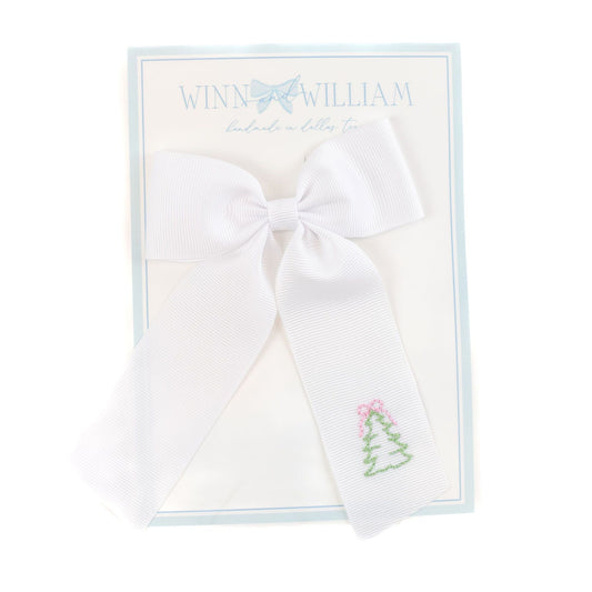 Winn and William Christmas Tree Bow with Pink Bow Topper