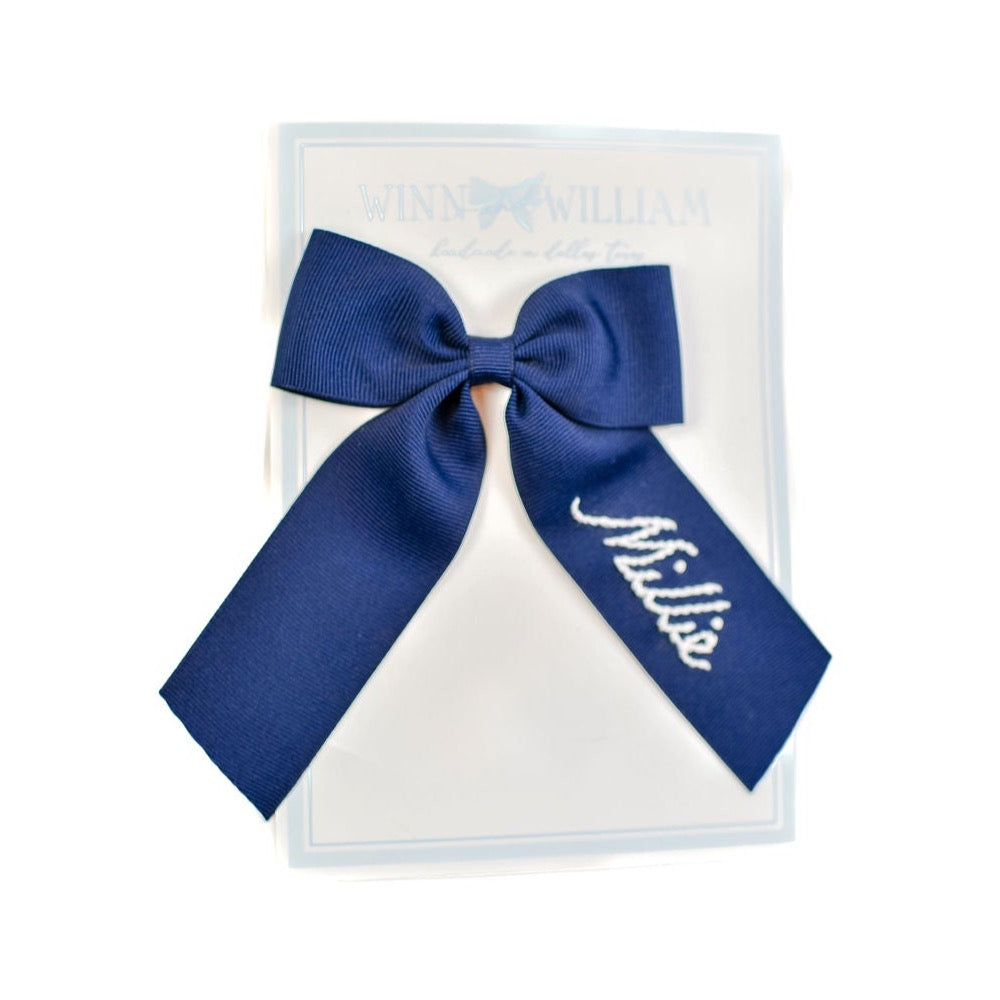 Winn and William Script Name Hair Bow