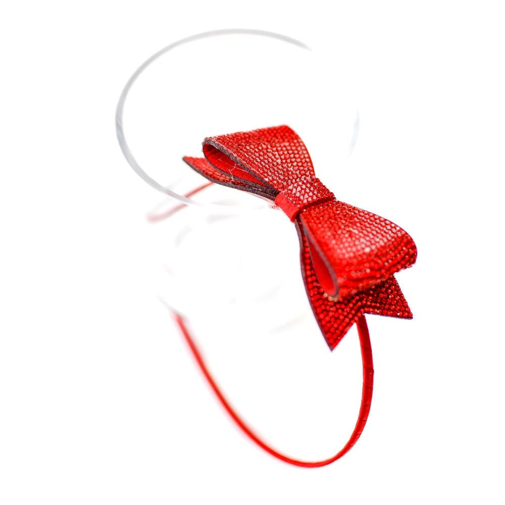 Bari Lynn Bow Crystal Headband Red