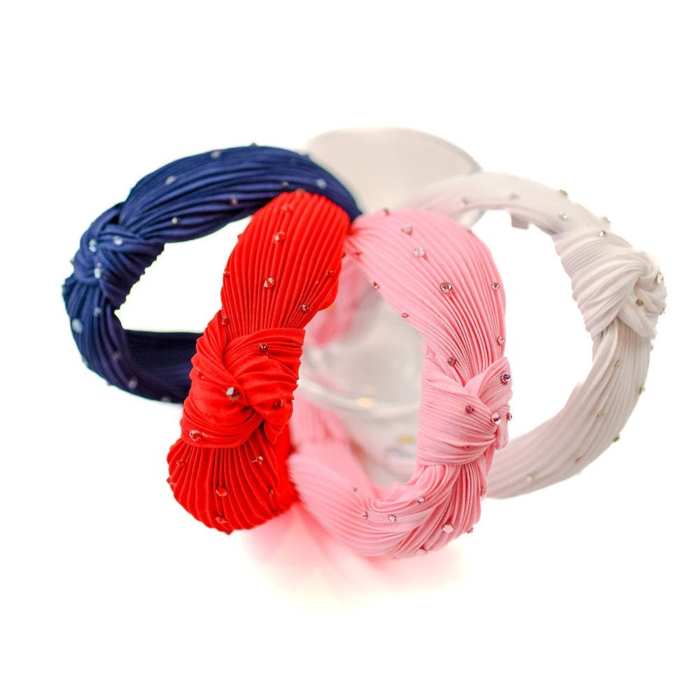 Bari Lynn Pleated Crystal Knot Headband