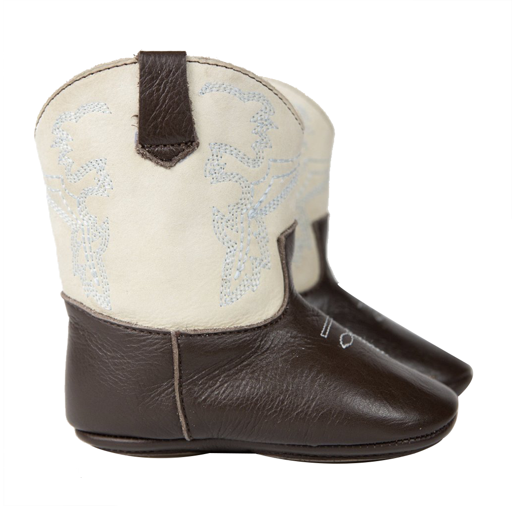 Frisco Cowboy Boots - Ivory & Chocolate Brown