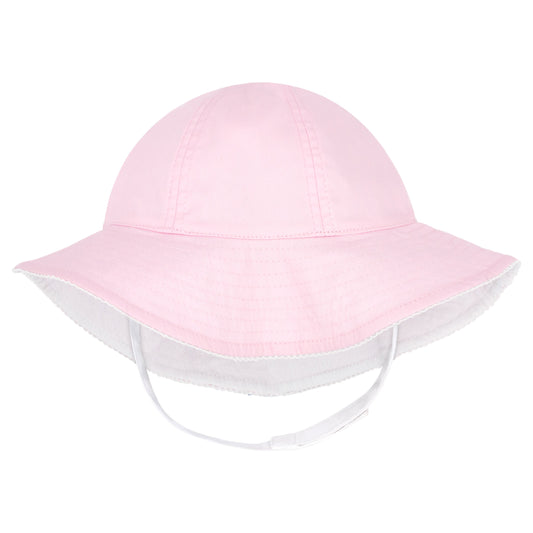 Reversible Ruffle Brim Moonstitch Sun Hat - Pink