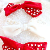 Large Bows with Crystal and Pearls