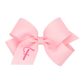 Medium Monogrammed Grosgrain Hair Bow - Light Pink with Hot Pink Initial