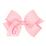 Medium Monogrammed Grosgrain Hair Bow - Light Pink with Hot Pink Initial