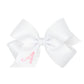 Medium Monogrammed Grosgrain Hair Bow - White with Light Pink Initial