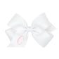 Medium Monogrammed Grosgrain Hair Bow - White with Light Pink Initial