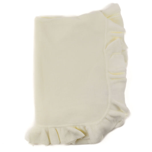 Jersey Knit Ruffle Blanket - Ivory