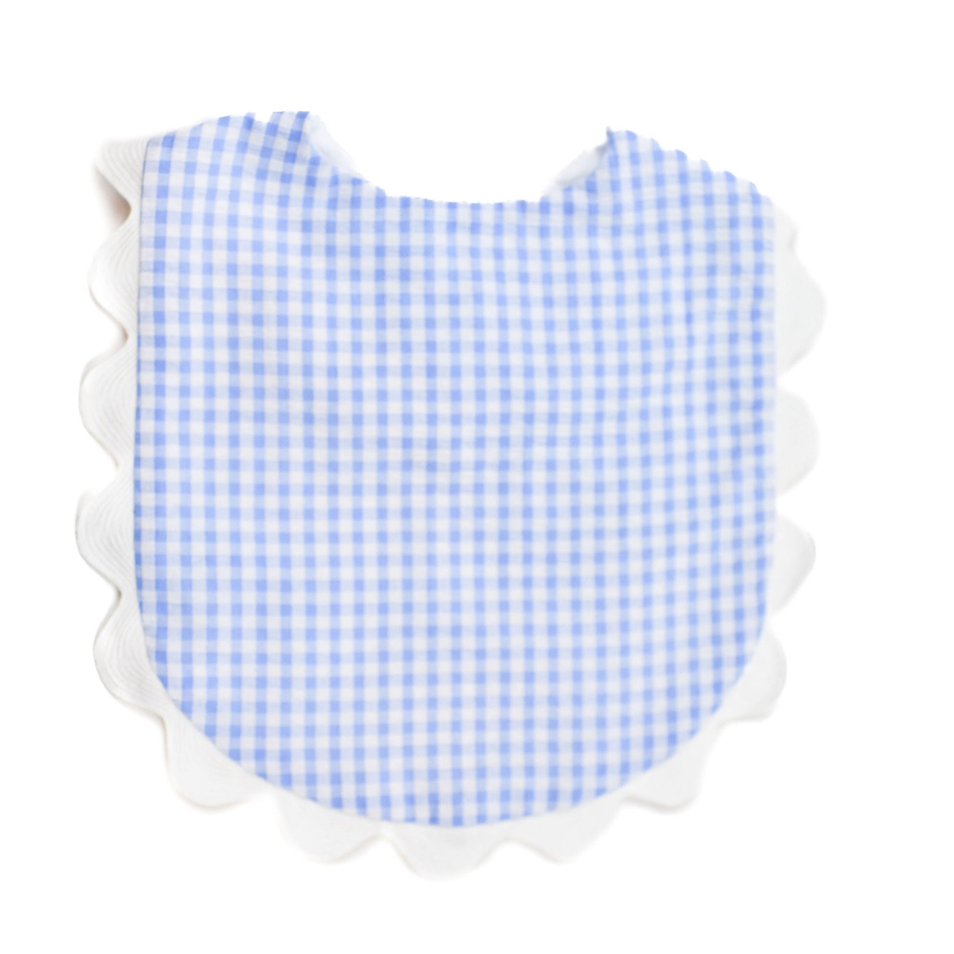 Jan Sevadjian Designs Blue Gingham Baby Bib