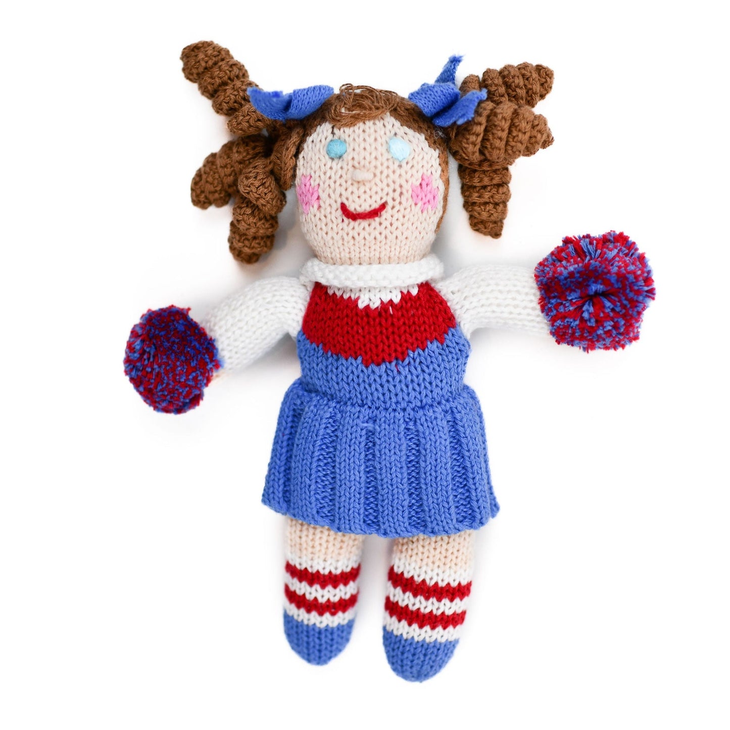 7 inches tall Cheerleader Knit Rattle by Zubels