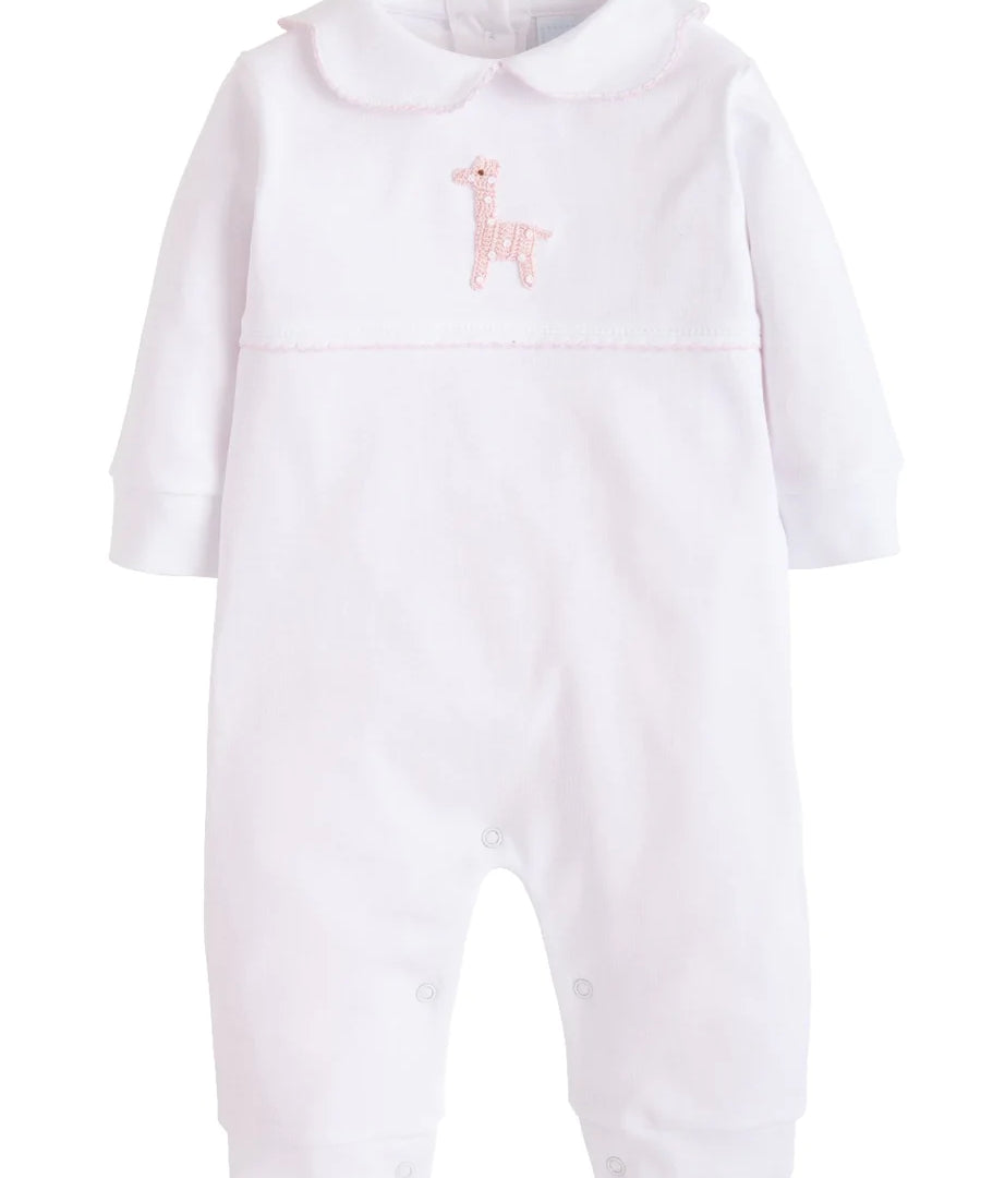 Little English Girl Giraffe Crochet Playsuit