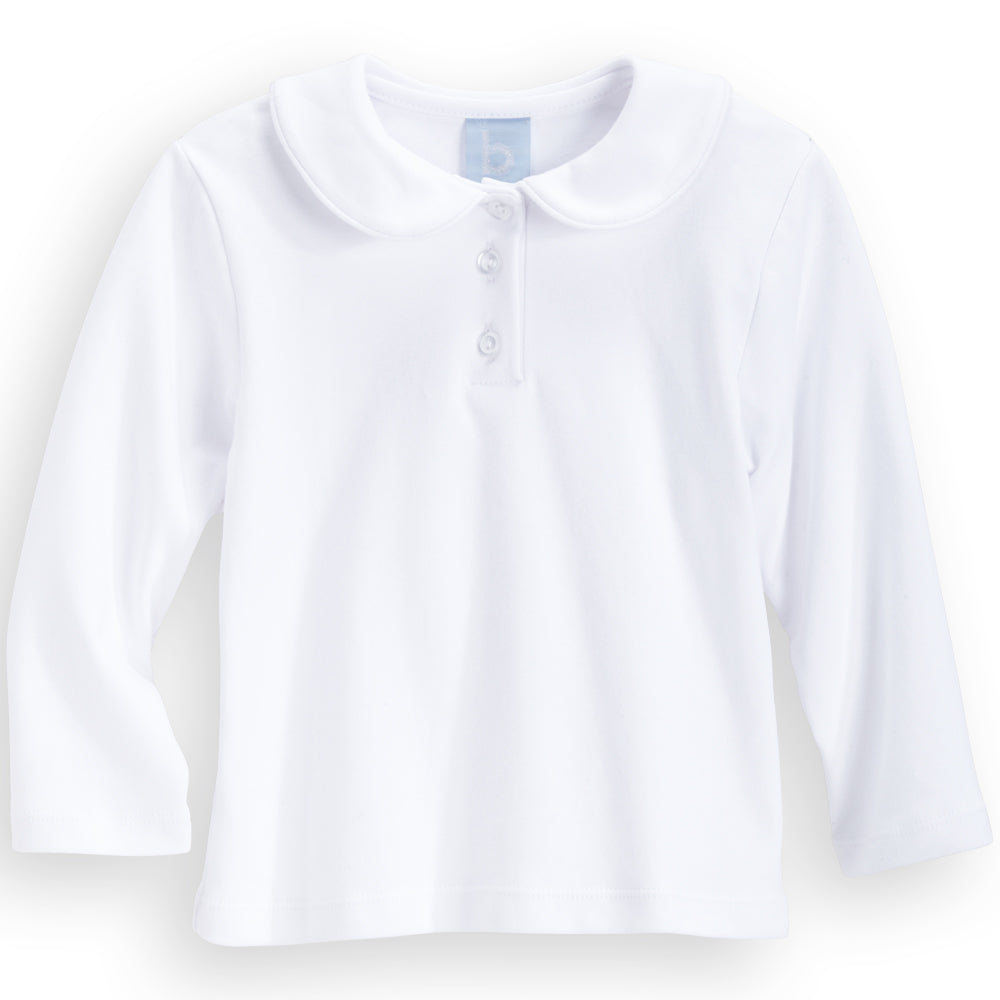 Essential Long Sleeve Pima White Peter Pan Tee