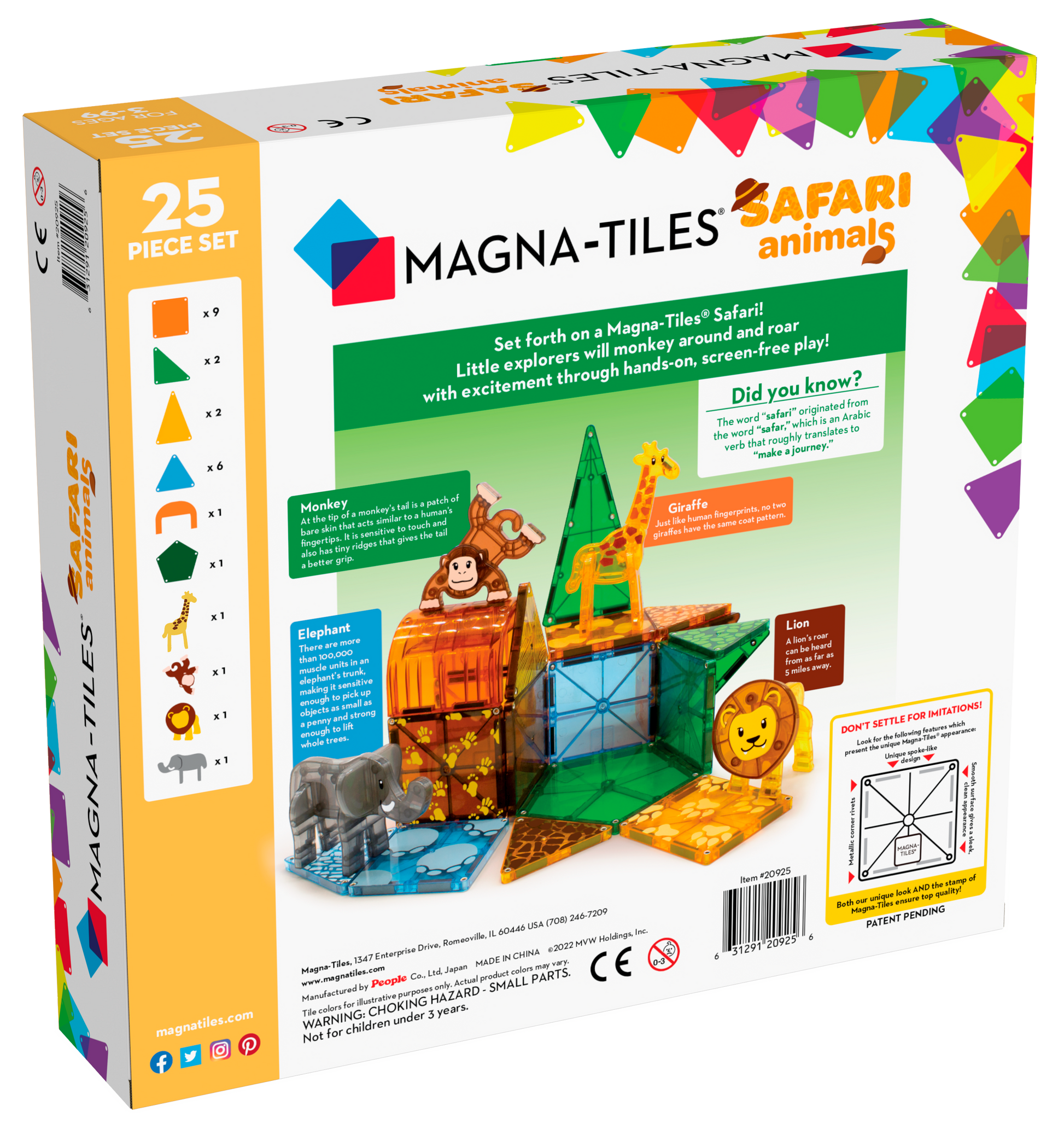 Magna-Tiles Safari Animals 25 Piece Set