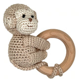 Monkey Bamboo Crochet Woodring Rattle