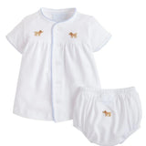 Little English Pinpoint Layette Knit Set - Lab