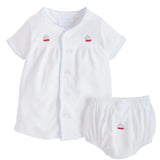 Sailboat Pinpoint Layette Knit Set by Little English