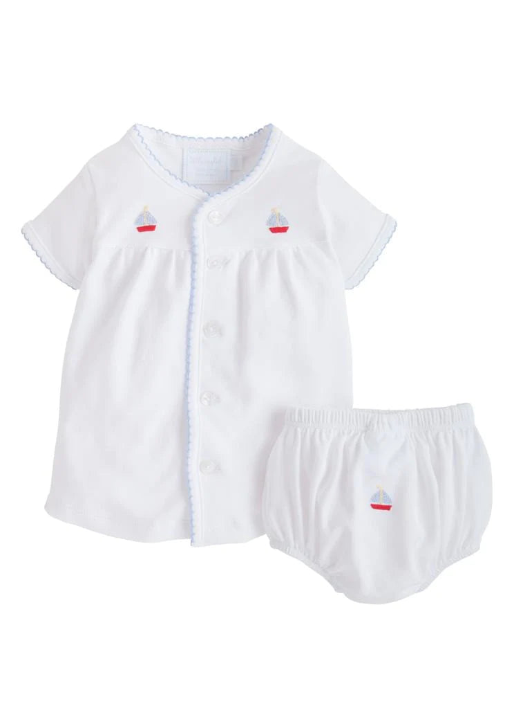 Sailboat Pinpoint Layette Knit Set by Little English