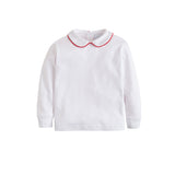 Piped Peter Pan Shirt - Red Piping Little English JoJo Mommy Dallas