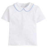 Little English Piped Peter Pan Short Sleeve Shirt - Light Blue