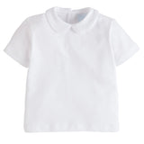 Little English Piped Peter Pan Short Sleeve Shirt  - White
