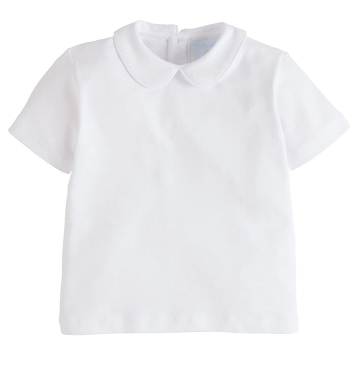 Little English Piped Peter Pan Short Sleeve Shirt  - White