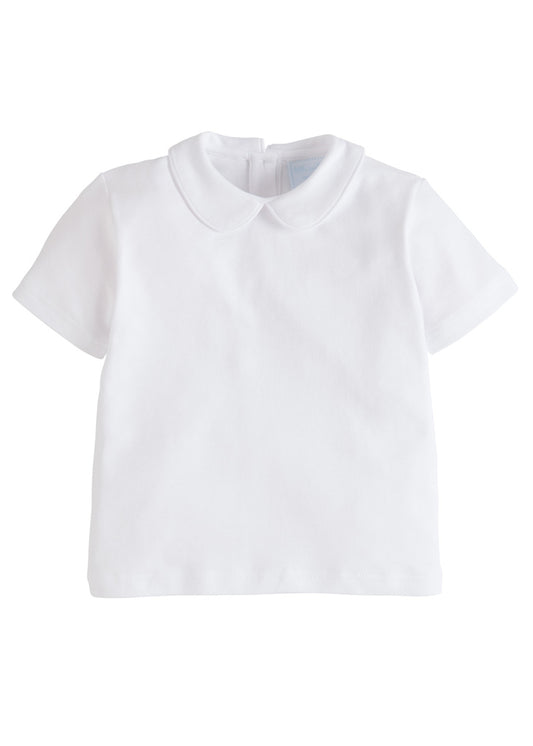 Little English Piped Peter Pan Short Sleeve Shirt  - White